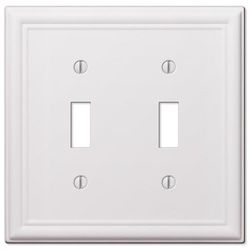 Amerelle Chelsea White 2 gang Stamped Steel Toggle Wall Plate 1 pk