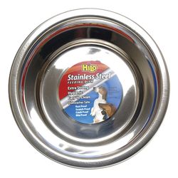 HiLo Silver Plain Stainless Steel 1 qt Pet Dish For Dogs