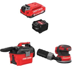 CRAFTSMAN V20 3Ah Advanced Battery Starter with 2Gal Wet/Dry Vac with 5 in. Random Orbit Sander