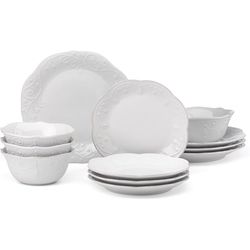 Lenox 20 oz Gray Stoneware French Perle Dinnerware Set 12 pc