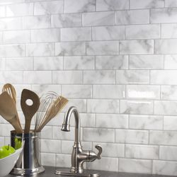 Smart Tiles 8.38 in. W X 11.56 in. L Gray/White Mosaic Vinyl Adhesive Wall Tile 4 pc