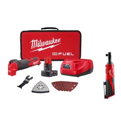 Milwaukee M12 FUEL Oscillating Multi-Tool Kit with 3/8 inch Ratchet Bundle