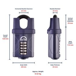Squire 4.72 in. H X 2.36 in. W X 1.30 in. L Die-Cast Metal 5-Dial Combination Combination Padlock