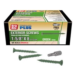 Grip-Rite PrimeGuard Plus No. 8 wire X 1-5/8 in. L Green Star Bugle Head Exterior Deck Screws 1 lb 1