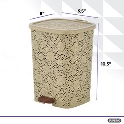 Superio Brand 6 L Beige Plastic Lace Trash Can