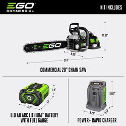EGO Commercial CSX5007 20 in. 56 V Battery Chainsaw Kit (Battery & Charger) .32 in.