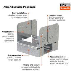Simpson Strong-Tie ZMax 3.63 in. H X 4 in. W 16 Ga. Galvanized Steel Standoff Post Base