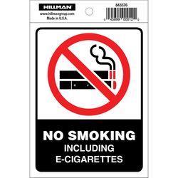 HILLMAN English White No Smoking Decal 4 in. H X 6 in. W