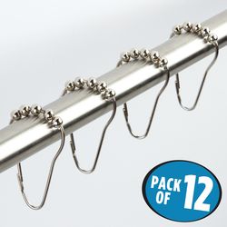 iDesign Satin Nickel Silver Steel Shower Curtain Rings 12 pk