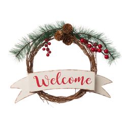 Glitzhome Multicolored Deer Family Welcome Indoor Christmas Decor 35.43 in.