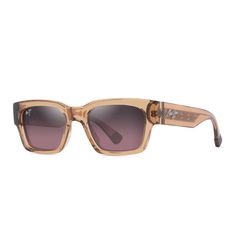 Maui Jim Kenui Sunglasses Unisex Shiny Trans Light Tan Frame Maui Rose Lens Polarized