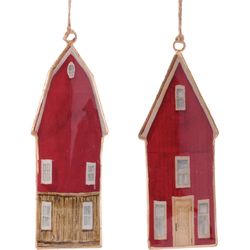 Good Tidings Red Barn and House Ornament 6 in.
