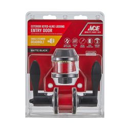 Ace Wave Lever Matte Black Entry Lever and Deadbolt Set KW1 1-3/4 in.