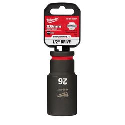 Milwaukee Shockwave 26 mm X 1/2 in. drive Metric/SAE 6 Point Deep Impact Socket 1 pc