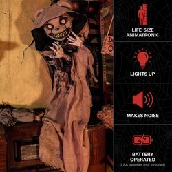 Haunted Hill Farm 3.3 ft. Standing Burlap Bear Animatronic