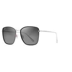 Maui Jim Tiger Lily Sunglasses Women's Gloss Black with Silver Frame Neutral Gray Lens Polarized