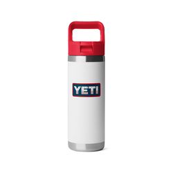 YETI Rambler 18 oz White Patriotic BPA Free Badge Bottle with Straw Cap