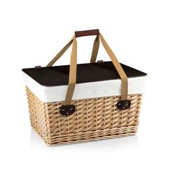 Picnic Time Canasta Grande Wicker 18.9 in. L X 13.8 in. W X 11 in. H Beige/Brown Picnic Basket