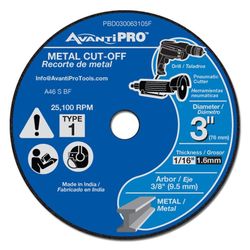 Avanti Pro 3 in. D X 3/8 in. X 1/16 in. thick Aluminum Oxide Metal Cut-Off Disc