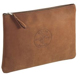Klein Tools 1 in. W X 12 in. H Leather Zippered Bag Brown 1 pc