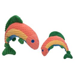 HuggleHounds Knottie For Dog Multicolored Plush Rauccous Rainbow Trout Dog Toy Small 1