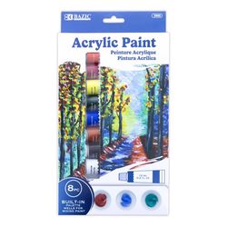 Bazic Products Satin Assorted Water-Based Acrylic Paint Set Interior 0.4 oz