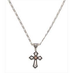 Montana Silversmiths Men's Antique Copper Diamond Cross Silver Necklace Water Resistant