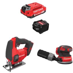 CRAFTSMAN V20 3Ah Advanced Battery Starter with Jig Saw with 5-in Random Orbit Sander