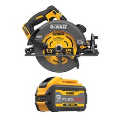 DeWalt 20V/60V MAX FLEXVOLT 9Ah Battery with DEWALT 60V MAX Brushless Cordless 7-1/4-In Circular Saw