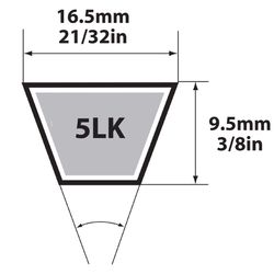 Mitsuboshi Super KB 5LK940 V-Belt 0.63 in. W X 94 in. L For Riding Mowers