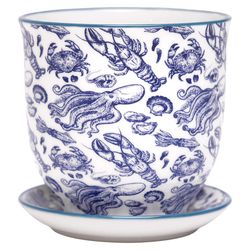 Chive Liberte 3.25 in. D Ceramic Succulent Pot Blue Octopus