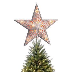 Celebrations Incandescent Assorted Glitter Star Tree Topper 9.75 in.