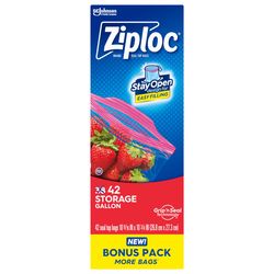 Ziploc Grip 'n Seal Technology 1 gal Clear Zipper Storage Bag 42 pk