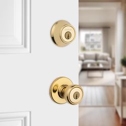 Kwikset Tylo Polished Brass Entry Knobs 1-3/4 in.