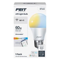Feit A19 E26 (Medium) Smart-Enabled LED Bulb Tunable White 60 Watt Equivalence 1 pk