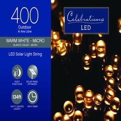Celebrations LED Micro Warm White 400 ct String Christmas Lights 134 ft.