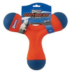 Chuckit! For Dog Blue/Orange Rubber Tri Bumper Tug Toy Medium 1 pk