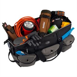 Bucket Boss 26 in. W X 13 in. H Polyester All-Purpose Tool Bag 29 pocket Black/Gray