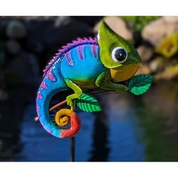 Marshall Home and Garden Assorted Metal 45 in. H X 11 in. W Chameleon Outdoor Garden Stake