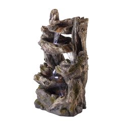 Alpine Resin/Stone Powder/Sand Multi-color 39 in. H Rainforest Fountain with LED Light