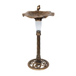 Alpine Gold Plastic 19.29 in. Solar Lighted Bird Bath