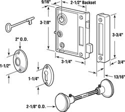 Prime-Line Vertical Mounted Bright Brass Door Lock 1-3/4 in.