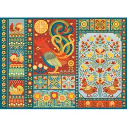 Cobble Hill Scandi Chicken Quilt Jigsaw Puzzle 1000 pc