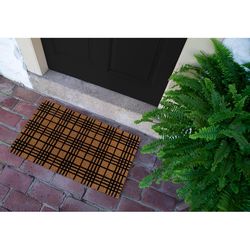 Entryways 30 in. W X 18 in. L Black/Natural Fine Plaid Coir Door Mat