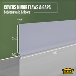 M-D Building Products 2.5 in. H X 0.08 in. W X 48 in. L Prefinished Silver Vinyl Wall Base
