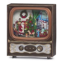 Roman Confetti Lite LED Multicolored Musical Swirl TV Santa and Kids Scene Indoor Christmas Decor 9.