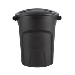 Rubbermaid Roughneck 32 gal Black Plastic Trash Can Lid Included