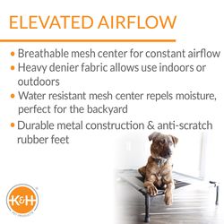 K&H Pet Prodcuts Blue Denier Fabric Elevated Pet Bed 9 in. H X 32 in. W X 50 in. L