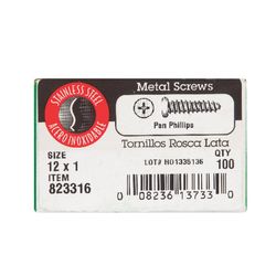 HILLMAN No. 12 Ga. X 1 in. L Phillips Pan Head Sheet Metal Screws 100 pk