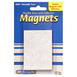 Magnet Source .06 in. L X .5 in. W White Disc Magnets with Adhesive 12 pc